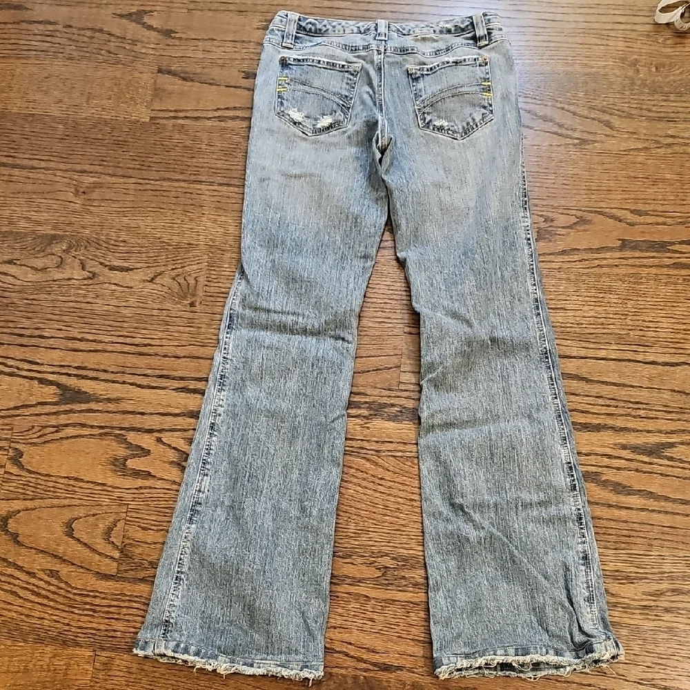 Women's Flare Leg Blue Denim Jeans - Picture 6 of 10